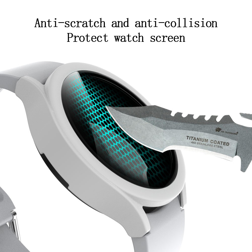 For Samsung Galaxy Watch4 44mm Anti-Scratch Matte PC Case with Tempered Glass Screen Protector Anti-Drop Smart Watch Cover