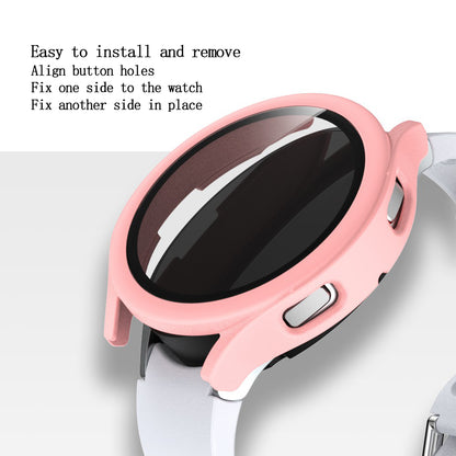 For Samsung Galaxy Watch4 44mm Anti-Scratch Matte PC Case with Tempered Glass Screen Protector Anti-Drop Smart Watch Cover