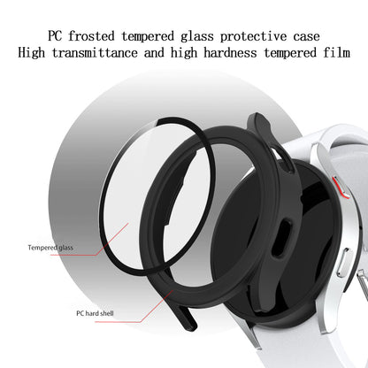 For Samsung Galaxy Watch4 44mm Anti-Scratch Matte PC Case with Tempered Glass Screen Protector Anti-Drop Smart Watch Cover