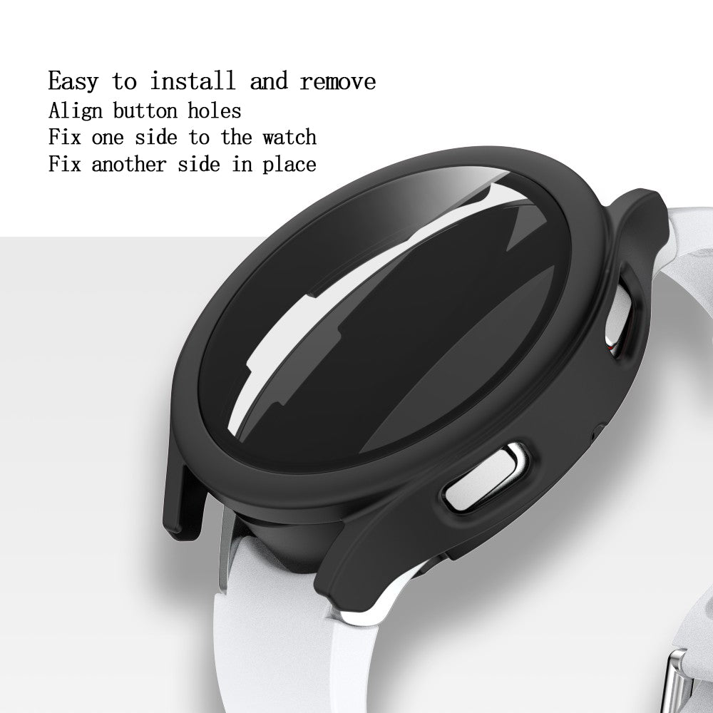 For Samsung Galaxy Watch4 44mm Anti-Scratch Matte PC Case with Tempered Glass Screen Protector Anti-Drop Smart Watch Cover