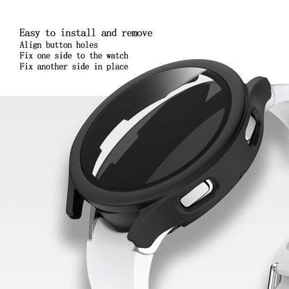 For Samsung Galaxy Watch4 44mm Anti-Scratch Matte PC Case with Tempered Glass Screen Protector Anti-Drop Smart Watch Cover