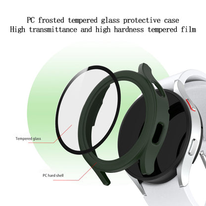 For Samsung Galaxy Watch4 44mm Anti-Scratch Matte PC Case with Tempered Glass Screen Protector Anti-Drop Smart Watch Cover