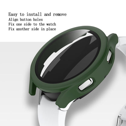 For Samsung Galaxy Watch4 44mm Anti-Scratch Matte PC Case with Tempered Glass Screen Protector Anti-Drop Smart Watch Cover