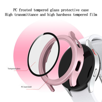 For Samsung Galaxy Watch4 44mm Anti-Scratch Matte PC Case with Tempered Glass Screen Protector Anti-Drop Smart Watch Cover