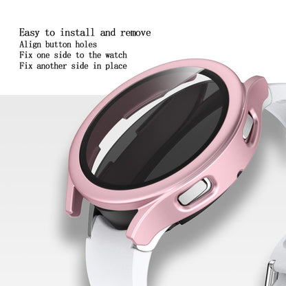 For Samsung Galaxy Watch4 44mm Anti-Scratch Matte PC Case with Tempered Glass Screen Protector Anti-Drop Smart Watch Cover