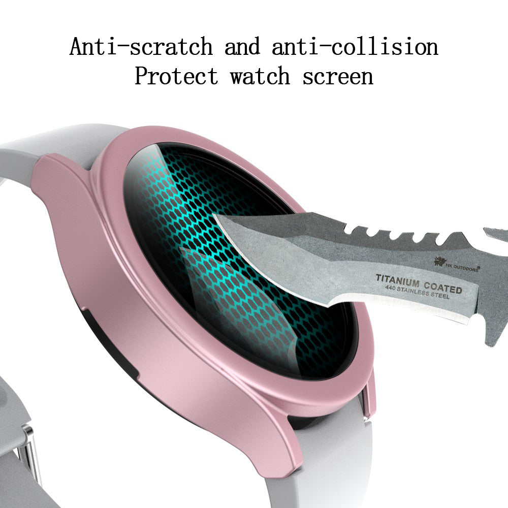 For Samsung Galaxy Watch4 44mm Anti-Scratch Matte PC Case with Tempered Glass Screen Protector Anti-Drop Smart Watch Cover