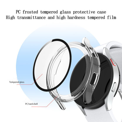 For Samsung Galaxy Watch4 44mm Anti-Scratch Matte PC Case with Tempered Glass Screen Protector Anti-Drop Smart Watch Cover