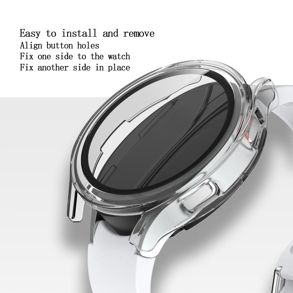 For Samsung Galaxy Watch4 44mm Anti-Scratch Matte PC Case with Tempered Glass Screen Protector Anti-Drop Smart Watch Cover