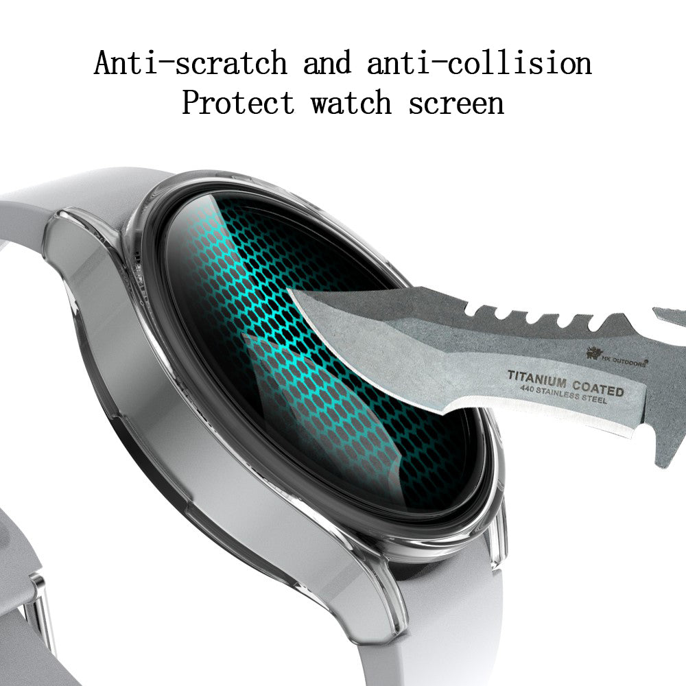 For Samsung Galaxy Watch4 44mm Anti-Scratch Matte PC Case with Tempered Glass Screen Protector Anti-Drop Smart Watch Cover