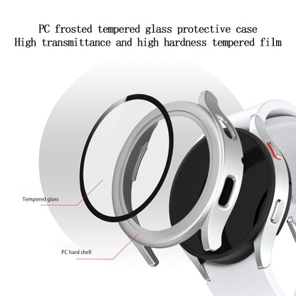 For Samsung Galaxy Watch4 44mm Anti-Scratch Matte PC Case with Tempered Glass Screen Protector Anti-Drop Smart Watch Cover