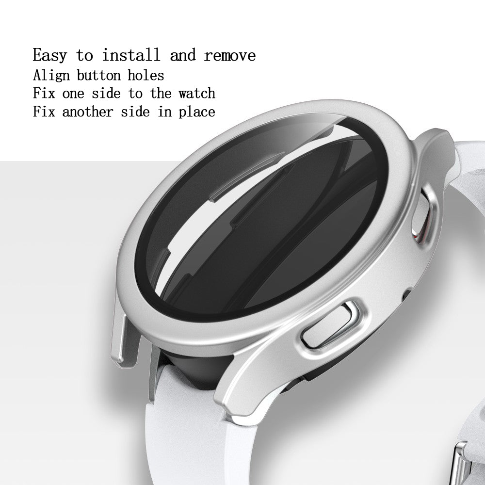 For Samsung Galaxy Watch4 44mm Anti-Scratch Matte PC Case with Tempered Glass Screen Protector Anti-Drop Smart Watch Cover