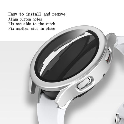 For Samsung Galaxy Watch4 44mm Anti-Scratch Matte PC Case with Tempered Glass Screen Protector Anti-Drop Smart Watch Cover