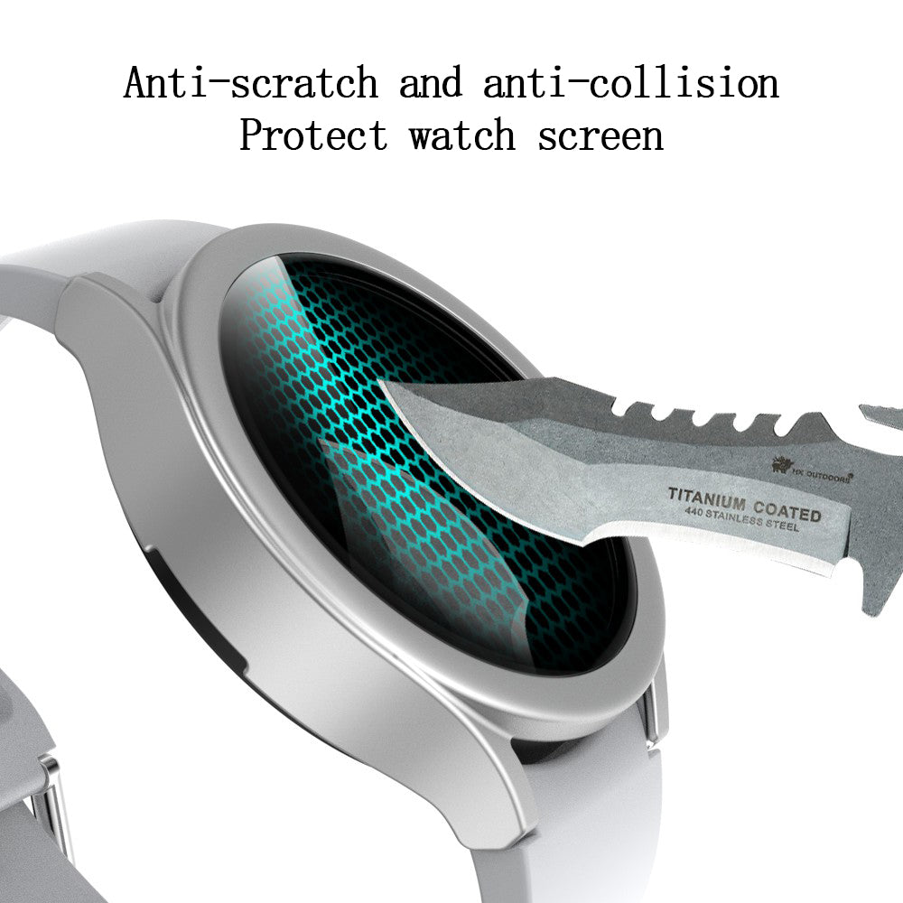 For Samsung Galaxy Watch4 44mm Anti-Scratch Matte PC Case with Tempered Glass Screen Protector Anti-Drop Smart Watch Cover