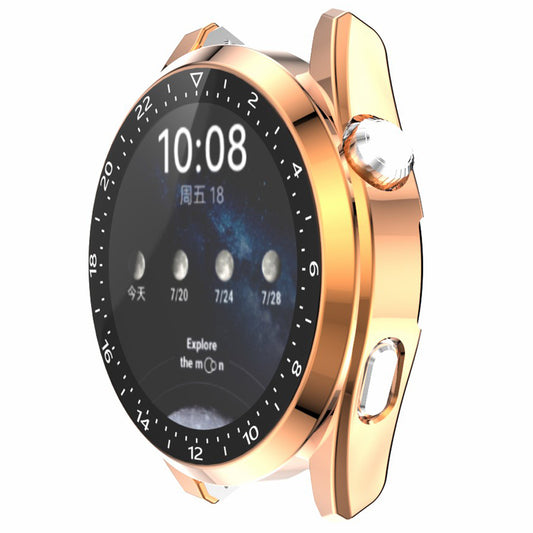 For Huawei Watch 3 Pro Electroplating PC Case + Tempered Glass Screen Protector Scratch Resistant Smart Watch Cover with Dial Plate