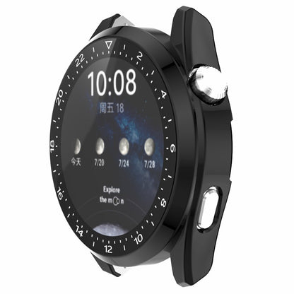 For Huawei Watch 3 Pro Electroplating PC Case + Tempered Glass Screen Protector Scratch Resistant Smart Watch Cover with Dial Plate
