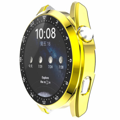 For Huawei Watch 3 Pro Electroplating PC Case + Tempered Glass Screen Protector Scratch Resistant Smart Watch Cover with Dial Plate