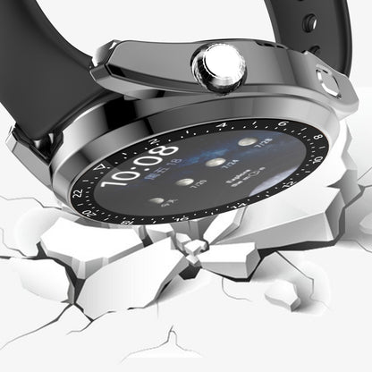 For Huawei Watch 3 Pro Electroplating PC Case + Tempered Glass Screen Protector Scratch Resistant Smart Watch Cover with Dial Plate