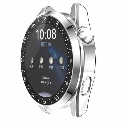 For Huawei Watch 3 Pro Electroplating PC Case + Tempered Glass Screen Protector Scratch Resistant Smart Watch Cover with Dial Plate