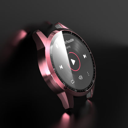 For Huawei Watch GT 2 46mm Stylish Electroplating PC Watch Cover Case with Tempered Glass Screen Protector with Dial Plate