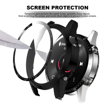 For Huawei Watch GT 2 46mm Stylish Electroplating PC Watch Cover Case with Tempered Glass Screen Protector with Dial Plate