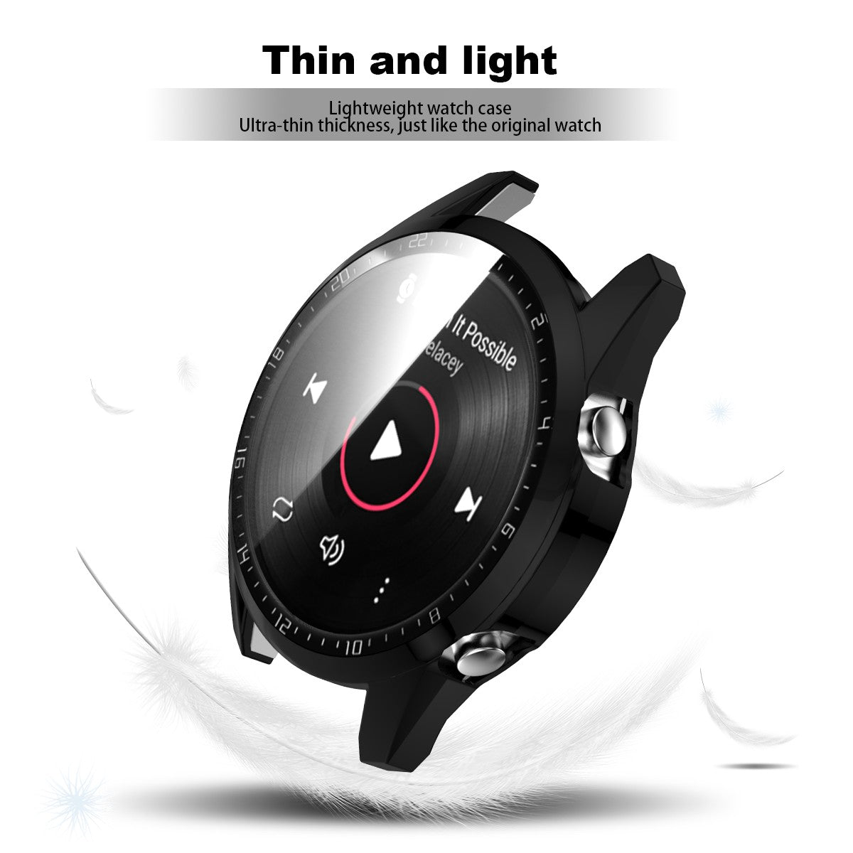 For Huawei Watch GT 2 46mm Stylish Electroplating PC Watch Cover Case with Tempered Glass Screen Protector with Dial Plate