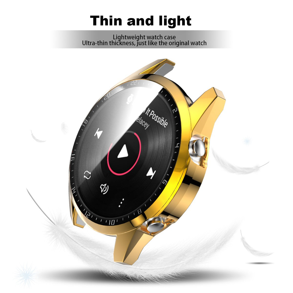 For Huawei Watch GT 2 46mm Stylish Electroplating PC Watch Cover Case with Tempered Glass Screen Protector with Dial Plate
