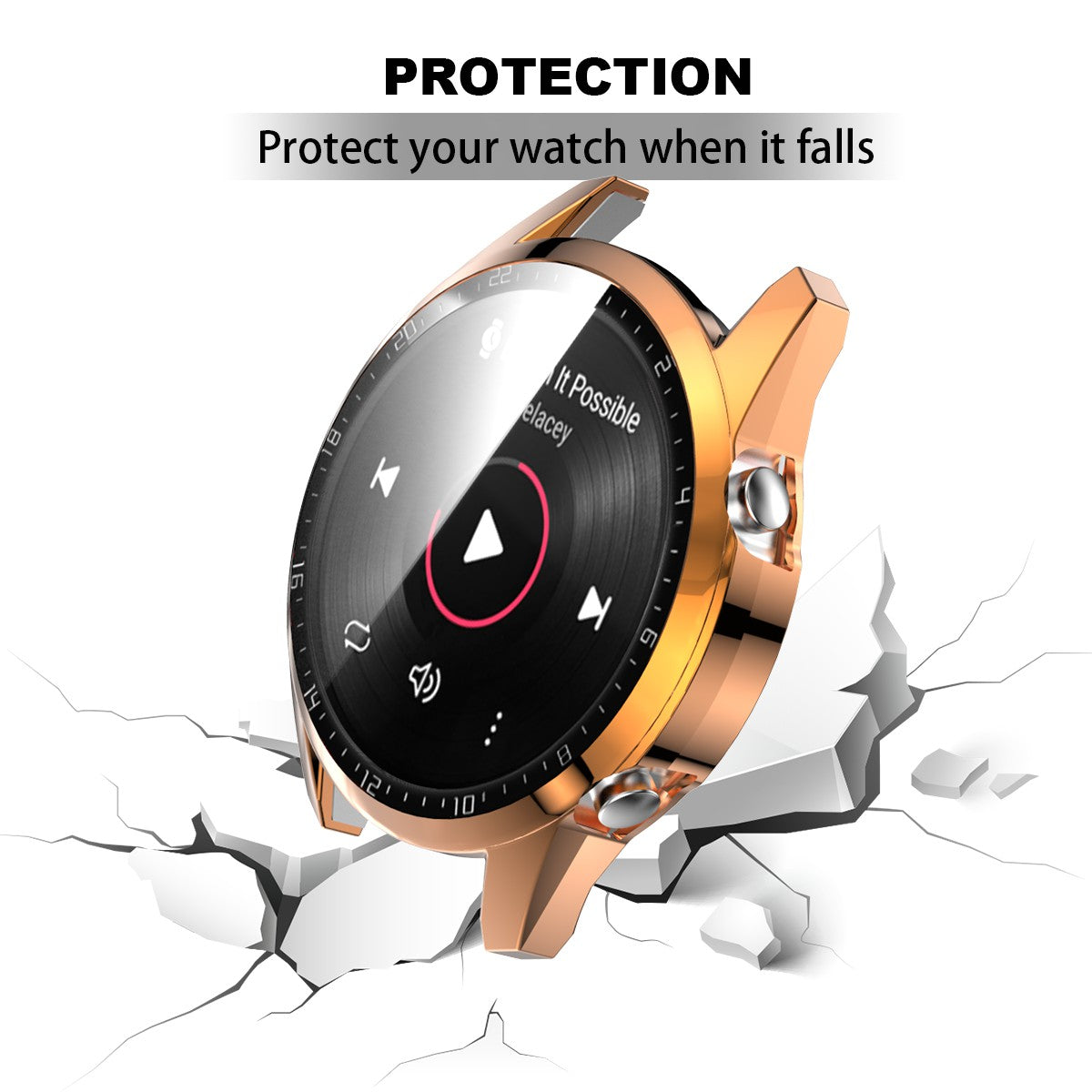 For Huawei Watch GT 2 46mm Stylish Electroplating PC Watch Cover Case with Tempered Glass Screen Protector with Dial Plate