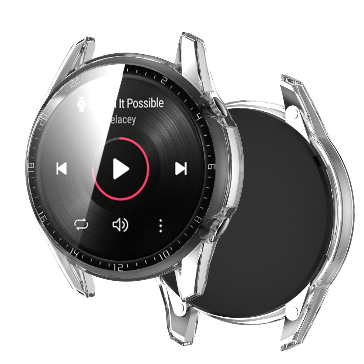 For Huawei Watch GT 2 46mm Stylish Electroplating PC Watch Cover Case with Tempered Glass Screen Protector with Dial Plate