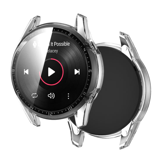 For Huawei Watch GT 2 46mm Stylish Electroplating PC Watch Cover Case with Tempered Glass Screen Protector with Dial Plate