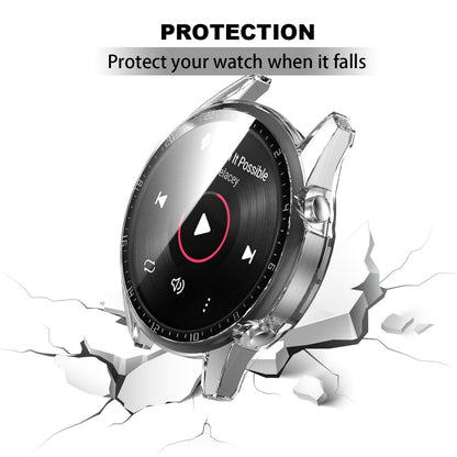 For Huawei Watch GT 2 46mm Stylish Electroplating PC Watch Cover Case with Tempered Glass Screen Protector with Dial Plate