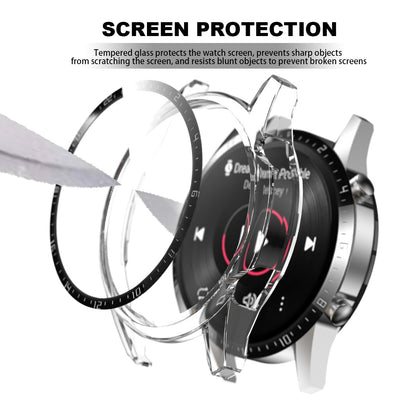 For Huawei Watch GT 2 46mm Stylish Electroplating PC Watch Cover Case with Tempered Glass Screen Protector with Dial Plate