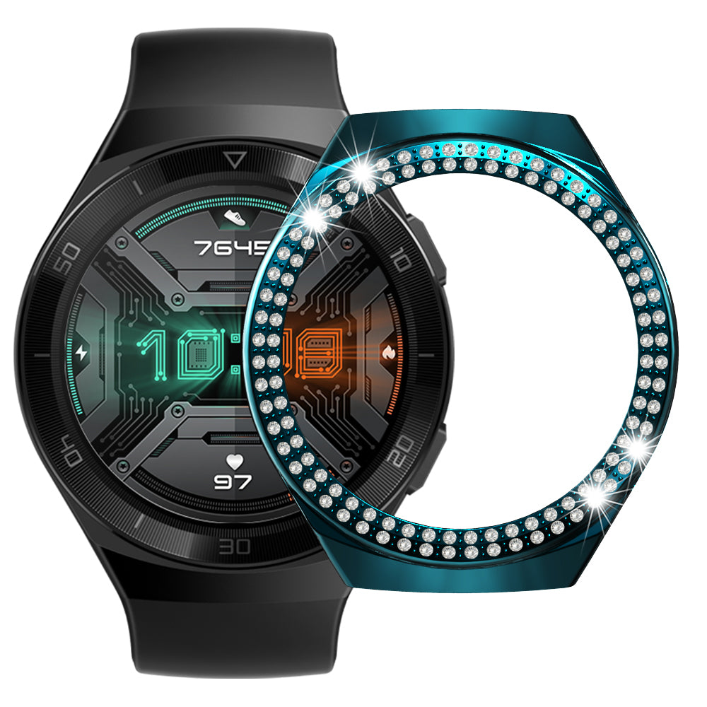 For Huawei Watch GT 2e Two Row Rhinestones Decor PC Watch Protective Case Half Cover