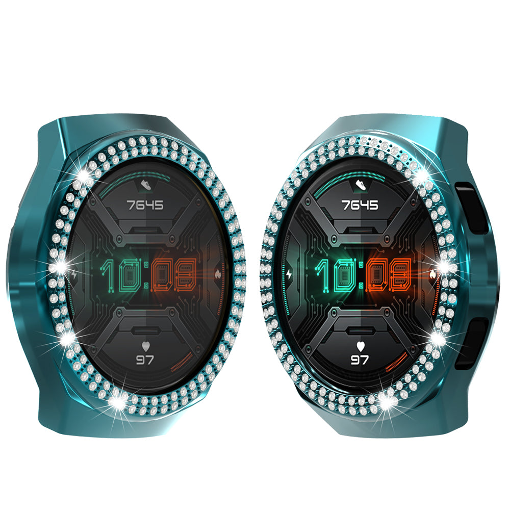 For Huawei Watch GT 2e Two Row Rhinestones Decor PC Watch Protective Case Half Cover