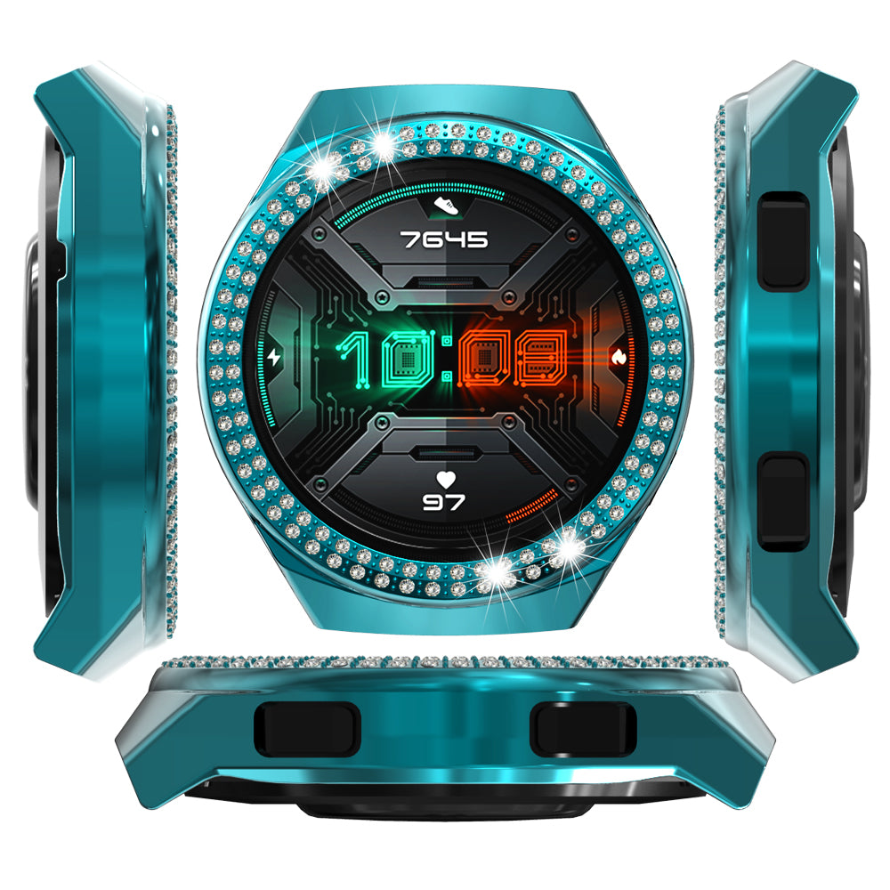 For Huawei Watch GT 2e Two Row Rhinestones Decor PC Watch Protective Case Half Cover