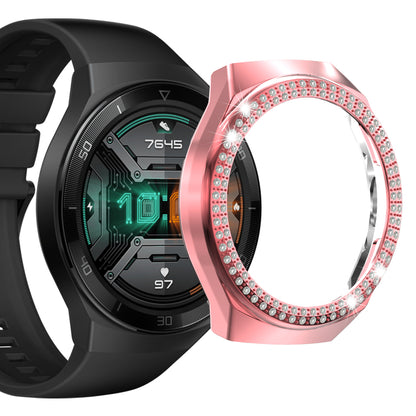 For Huawei Watch GT 2e Two Row Rhinestones Decor PC Watch Protective Case Half Cover