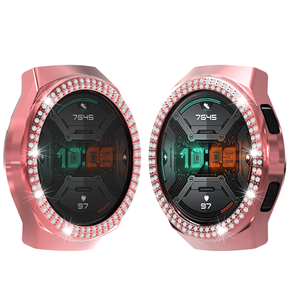 For Huawei Watch GT 2e Two Row Rhinestones Decor PC Watch Protective Case Half Cover