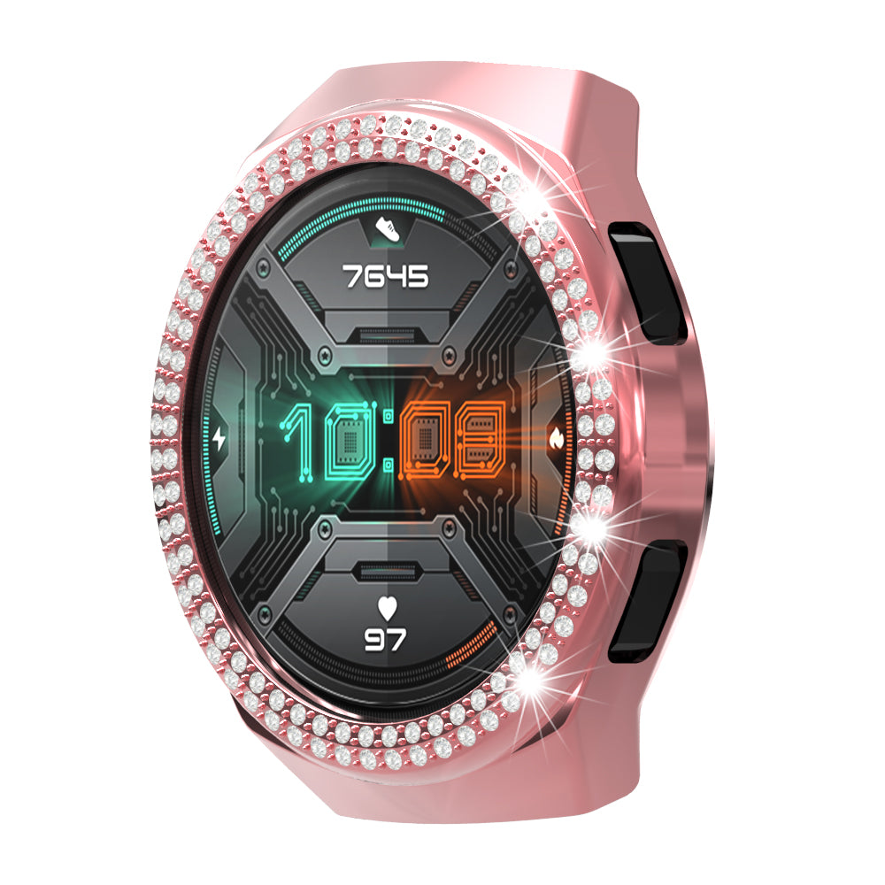 For Huawei Watch GT 2e Two Row Rhinestones Decor PC Watch Protective Case Half Cover