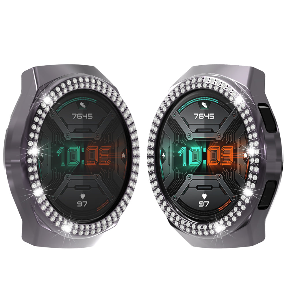 For Huawei Watch GT 2e Two Row Rhinestones Decor PC Watch Protective Case Half Cover
