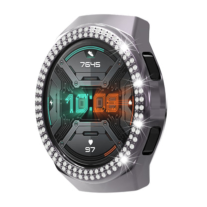 For Huawei Watch GT 2e Two Row Rhinestones Decor PC Watch Protective Case Half Cover