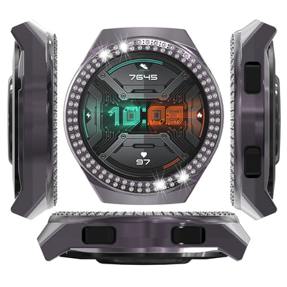 For Huawei Watch GT 2e Two Row Rhinestones Decor PC Watch Protective Case Half Cover