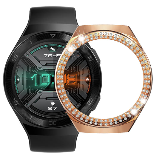 For Huawei Watch GT 2e Two Row Rhinestones Decor PC Watch Protective Case Half Cover