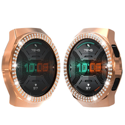 For Huawei Watch GT 2e Two Row Rhinestones Decor PC Watch Protective Case Half Cover