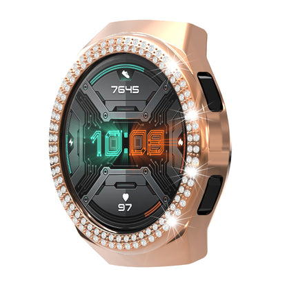 For Huawei Watch GT 2e Two Row Rhinestones Decor PC Watch Protective Case Half Cover
