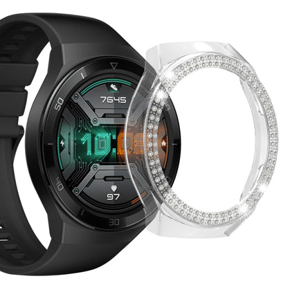 For Huawei Watch GT 2e Two Row Rhinestones Decor PC Watch Protective Case Half Cover