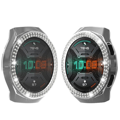 For Huawei Watch GT 2e Two Row Rhinestones Decor PC Watch Protective Case Half Cover