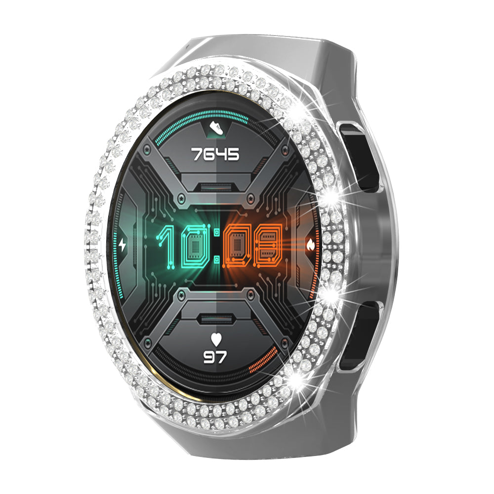 For Huawei Watch GT 2e Two Row Rhinestones Decor PC Watch Protective Case Half Cover