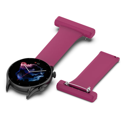 For Huawei Watch GT Runner/Samsung Galaxy Watch3 45mm Pin Style 22mm Doctor Nurse Watch Silicone Strap Hanging Buckle