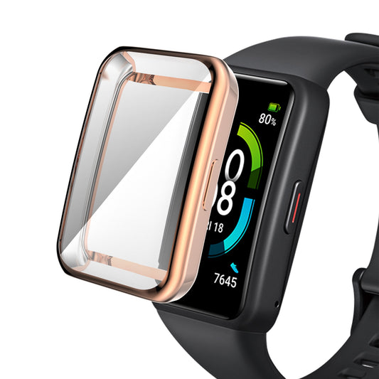 For Huawei Band 6/Band 6 Pro/Band 7/Honor 6 Anti-fall Shockproof Electroplating Transparent Watch Case