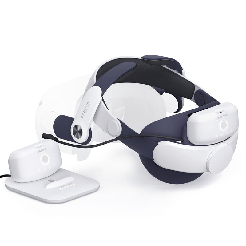 BOBOVR M2 Plus-2 For Oculus Quest 2 VR Glasses Replacement Head Strap with 2 5200mAh Magnetic Battery Pack and Charging Station