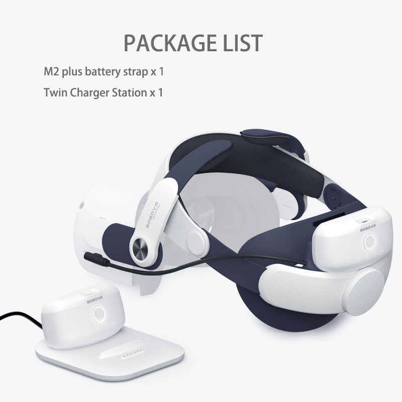 BOBOVR M2 Plus-2 For Oculus Quest 2 VR Glasses Replacement Head Strap with 2 5200mAh Magnetic Battery Pack and Charging Station